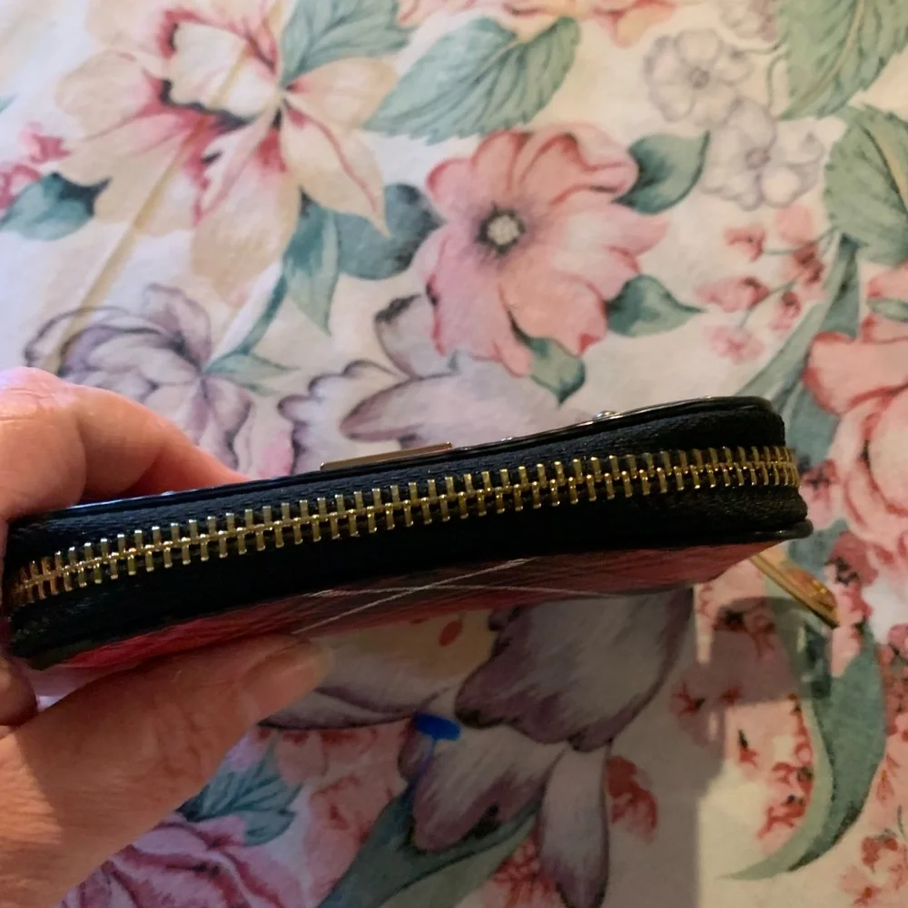 Victoria's Secret Red & Green Plaid Zip Wallet with Stud Accents - Picture 3 of 4